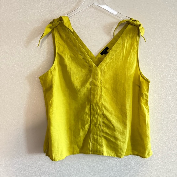 J. Crew Bow Tie Shoulder Linen Tank in Chartreuse Limoncello size XXL NWT - Picture 9 of 10